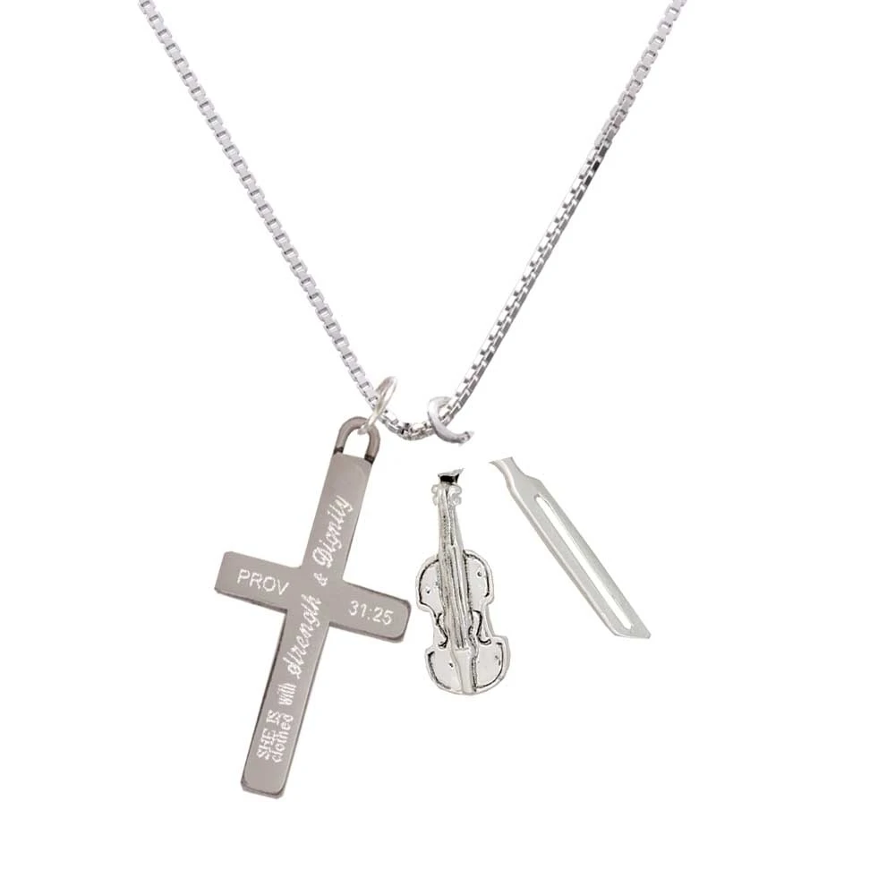 Violin and Bow - Strength and Dignity - Cross Necklace