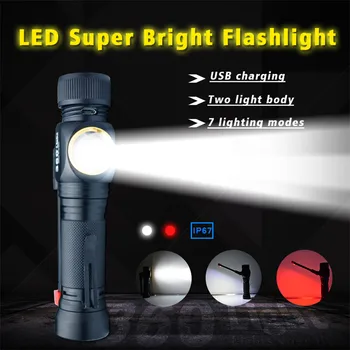 

Camping light high power Ultra Bright LED flashlight flash light USB rechargeable 18650 cob lanterna light bulb magnet torch