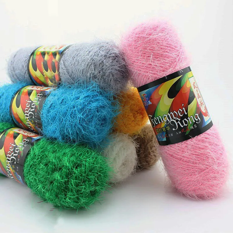 

Wholesale 75g/ball DIY Worsted 3ply Lambswool Yarn Coral Velvet Artificial Mink Fur Yarn Hand Knitting Crochet Wool Thread JL004