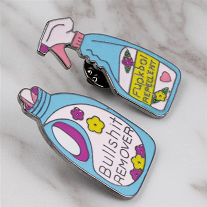 Cartoon Detergent Brooch Bullshit Remover Repellent Funny Cleaning Spray Pin Badge Enamel Pins Brooch Lapel Pin Gift For Girl
