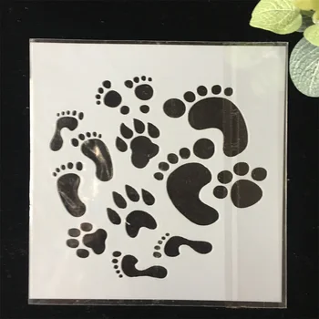

New 13cm 5.1" Foot Print DIY Layering Stencils Wall Painting Scrapbook Coloring Embossing Album Decorative Paper Card Template