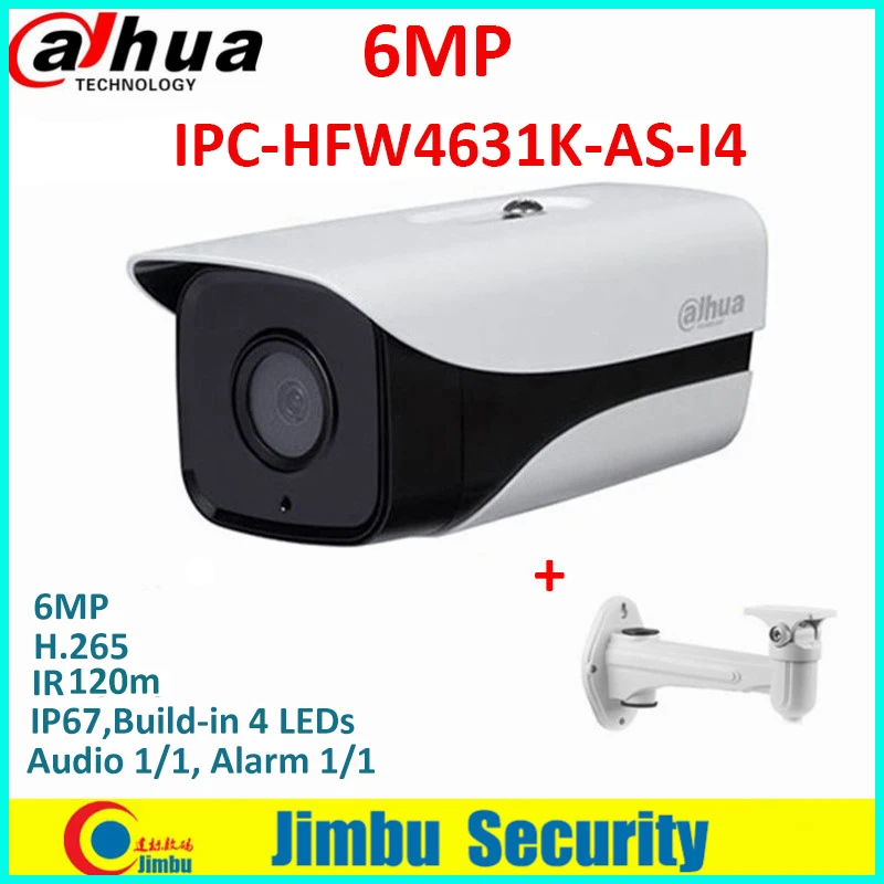 

Dahua POE 6MP IPC-HFW4631K-AS-I4 Stellar Bullet IP Camera H.265 IR120m built-in SD Card Audio Alarm interface IP67 IP Camera