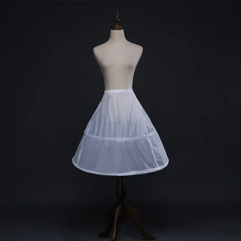 С цветочным рисунком, платье для девочек от 2 Обручи Белый Нижняя 65 см Свадебная юбка Для детей эластичная кулиска на талии один Слои