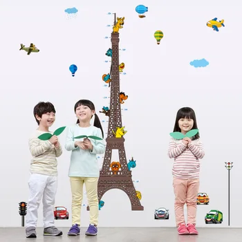 

2016 New Eiffel Tower Height Measurement Wall Decal Sticker Kids Boys Girls Nursery Kindergarten Growth Chart Wall Mural Poster