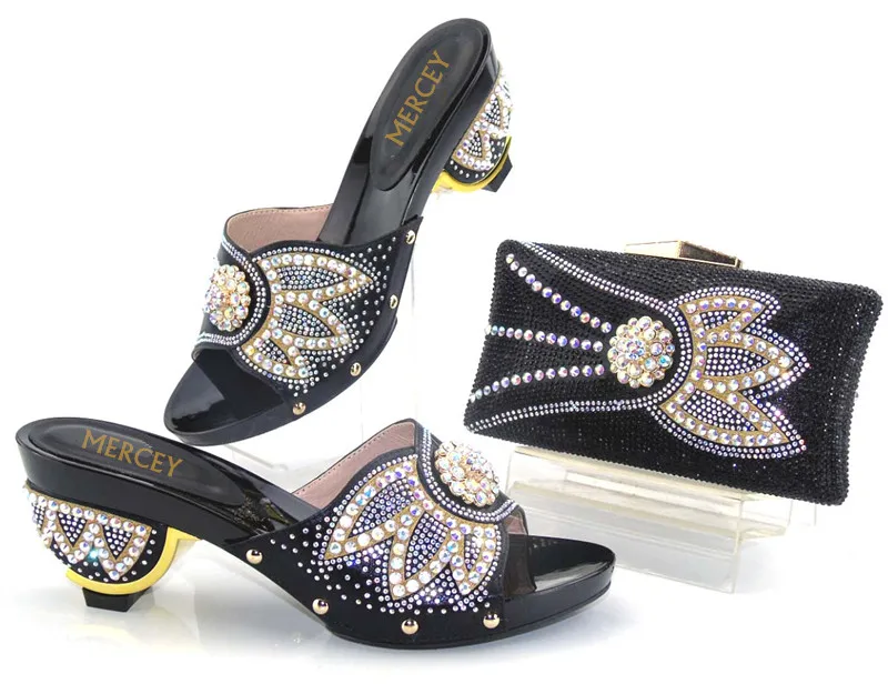 

black Matching Shoes and Bags for African Partys Italian Shoes with Matching Bags High Quality Women Shoe and Bag Sets AS1-13