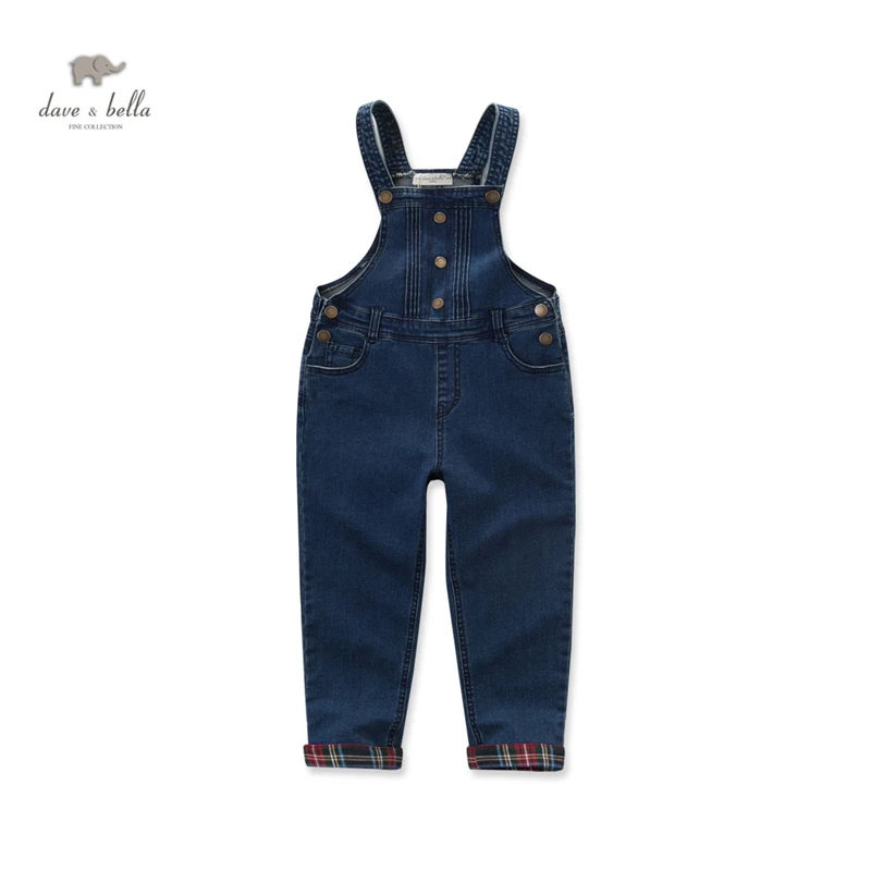 DK0451 dave bella baby boys denim blue overalls kids overallsin