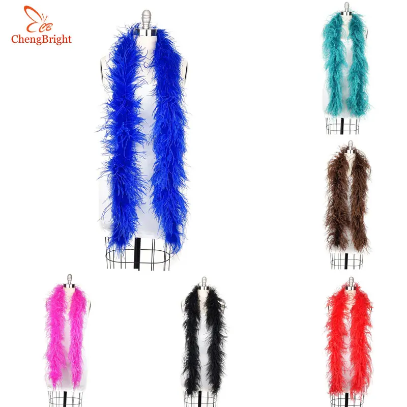 

2 Meter Length/Lot 2Ply Ostrich Feather Boas Skirt Trim For Party/Costume/Shawl/ fluffy Ostrich feathers Boa Wedding Decorations