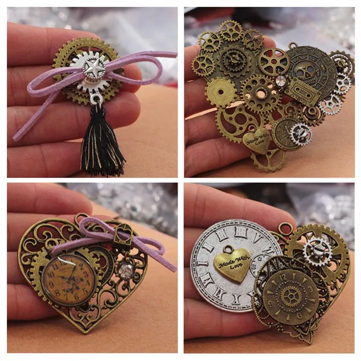0 1 50g Steampunk Gears DIY Jewelry Accessories Gold Silver Gears Cog Wheel Charms Pendant Bracelet Accessories Diy Jewelry Making