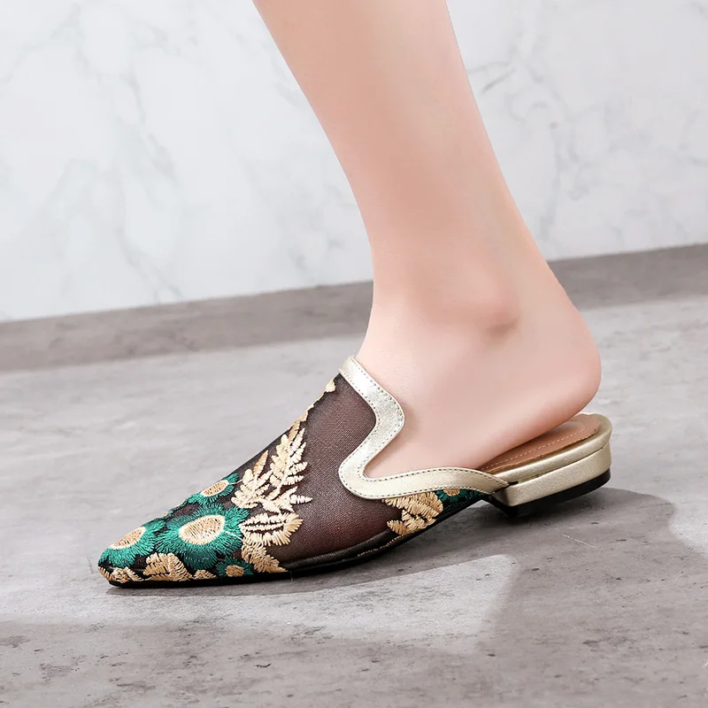 leather slides mules