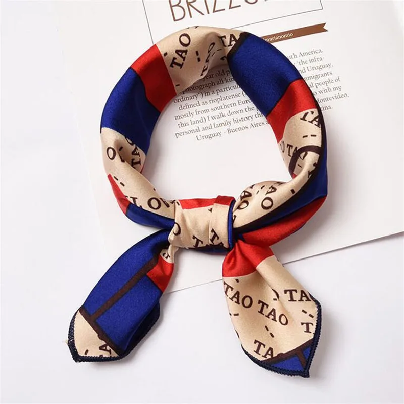 Satin Silk scarf women 50x50 new 2018 small squares Joker decorative multi-functional hair ribbon Women scarves choker neck tie