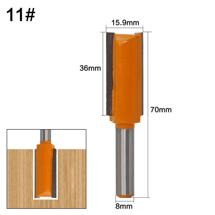 1 шт. 8 мм хвостовик прямые длинные лезвия заподлицо отделка древесины фрезы промышленного класса две флейты деревообрабатывающие фрезы - Длина режущей кромки: NO 11
