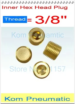 

100x Free Shipping 3/8" Male Thread Internal Inner Hex Head Air Pipe Plugs Brass 3/8 inch Pneumatic Plug Cap Socket Connector