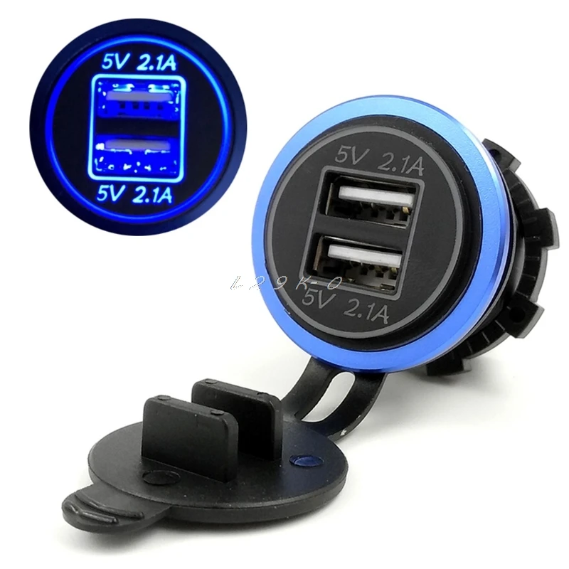 OOTDTY DIY 12V 24V Dual USB Автомобильное зарядное устройство Панель питания 5V 2.1A для