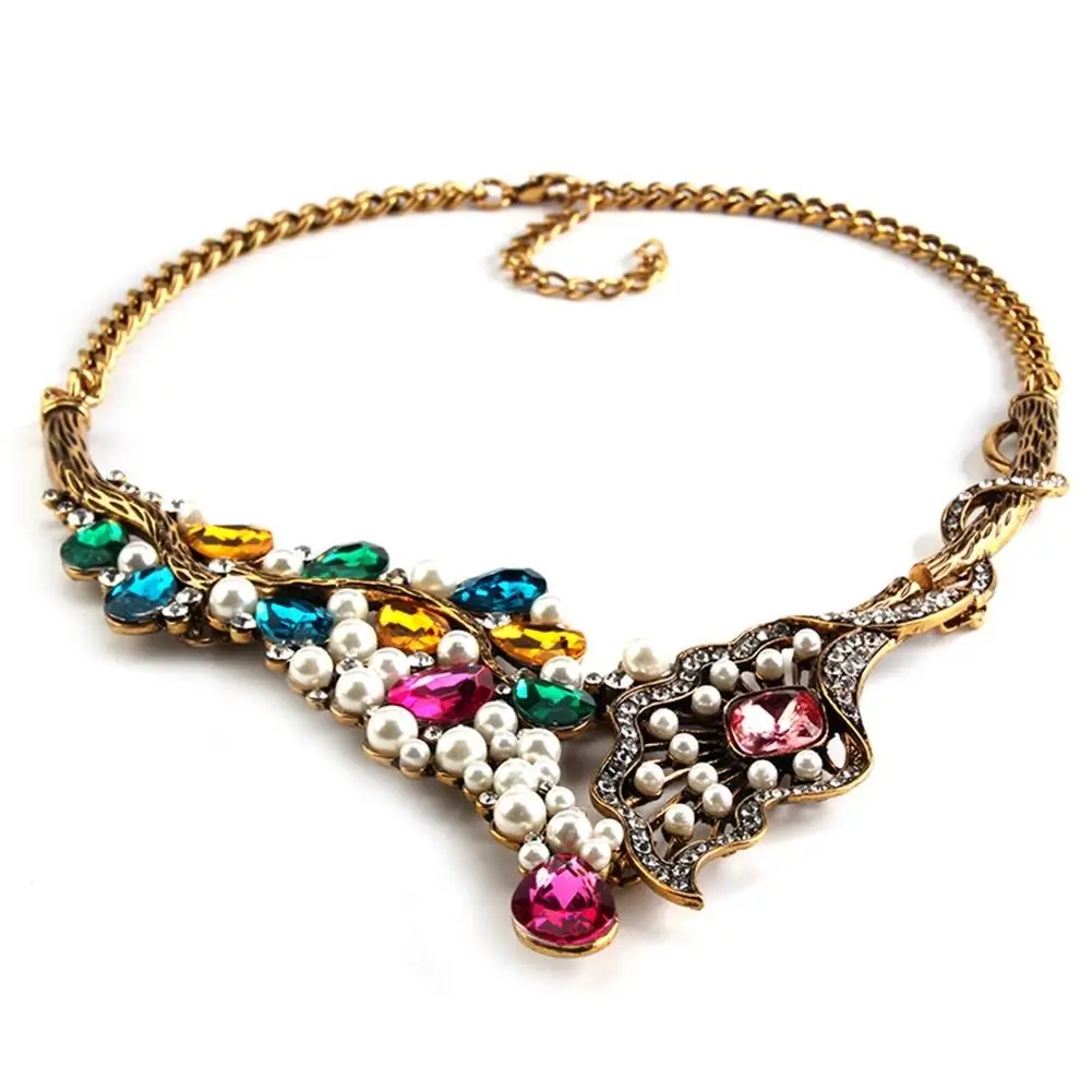 DreamBell Women Party Fashion Jewelry Luxury Colorful Rhinestone Beads Necklacein Choker