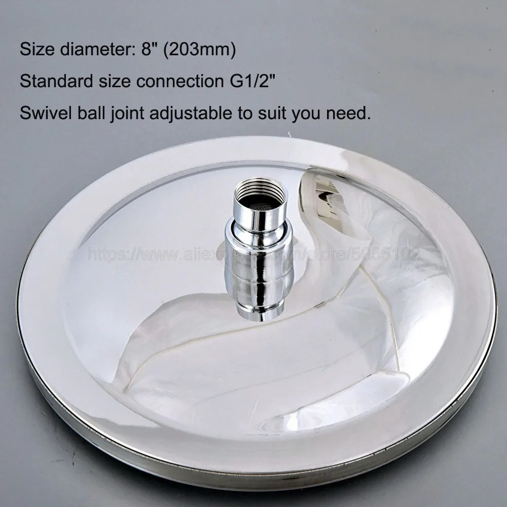 8 inch Round Modern Bathroom Rain Shower Head Polished Chrome Hose Top Shower Sprayer Bathroom Accessaraies zsh238