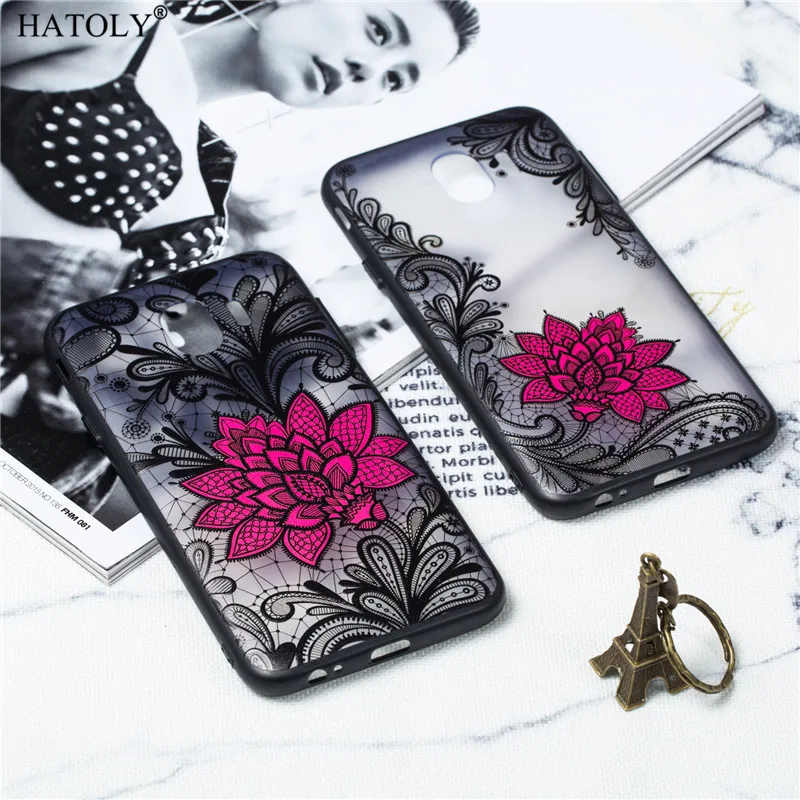 

For Samsung Galaxy J6 Case Cover TPU +PC Lace Rose Flower Case For Samsung Galaxy J6 2018 Phone Cover Funda Bumper Galaxy On6