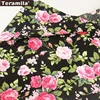 Teramila Cotton Poplin Fabric Vintage Dark Black Quilting Fat Quarter Meter Dress Crafts Printed Floral Design Patchwork ► Photo 2/6