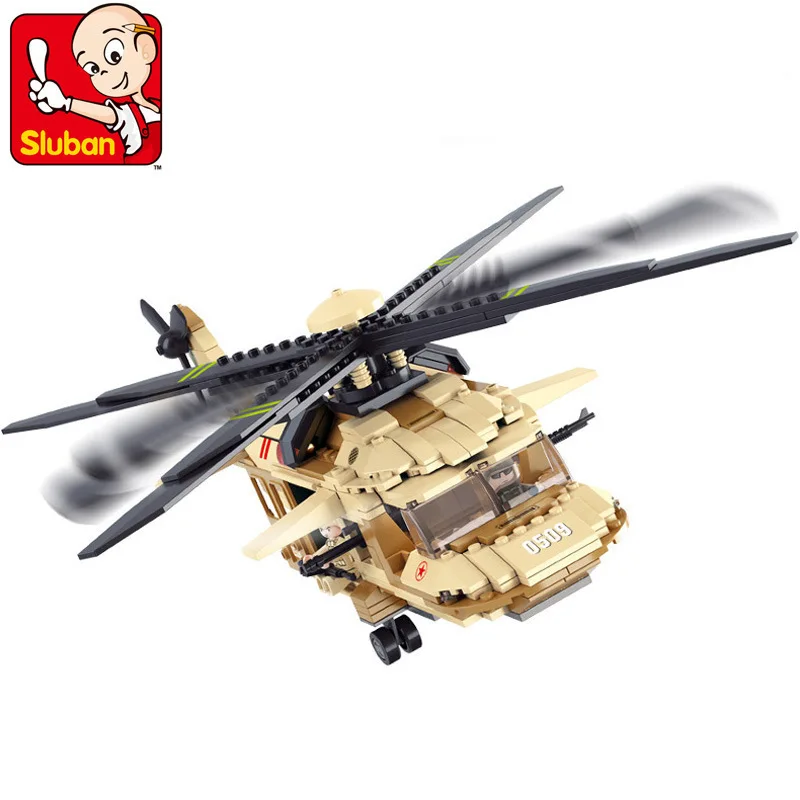 

SLUBAN Model building kits compatible with lego military Black Hawk 3D blocks Educational toys hobbies for children