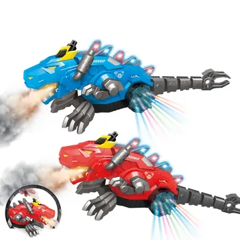 

Mechanical spray water electric universal walking dinosaur with lights + music children's educational interactive toys can add w