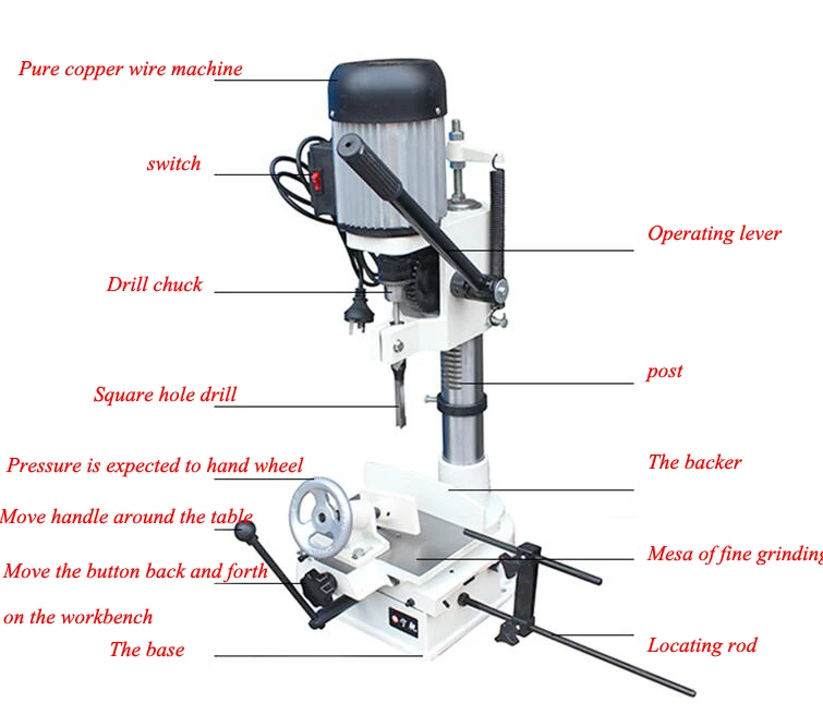 Woodworking Tenoning Machine 220V Punching Square Hole Machine Multi-function Woodworking Square Eye Drilling Machine JCM361A