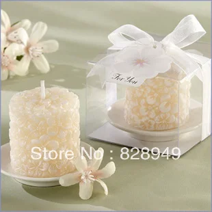 

wedding favor gift and giveaways -- Wedding party Souvenir Plumeria Floral-Scented Candle with Ceramic Candle Holder 100pcs/lot