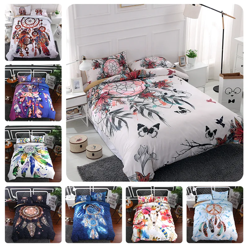 

5D Dreamcatcher Bedding Set Feather Flower Bohemian Mandala Bedding Sets Duvet Cover Pillowcase Boho Doona bed linen set Queen