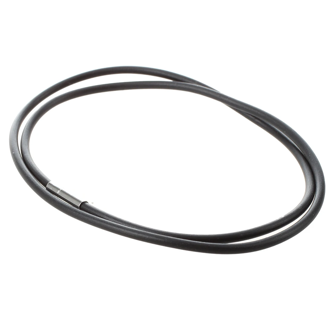 

3mm Black Rubber Cord Necklace with Stainless Steel Closure - 24 Inch