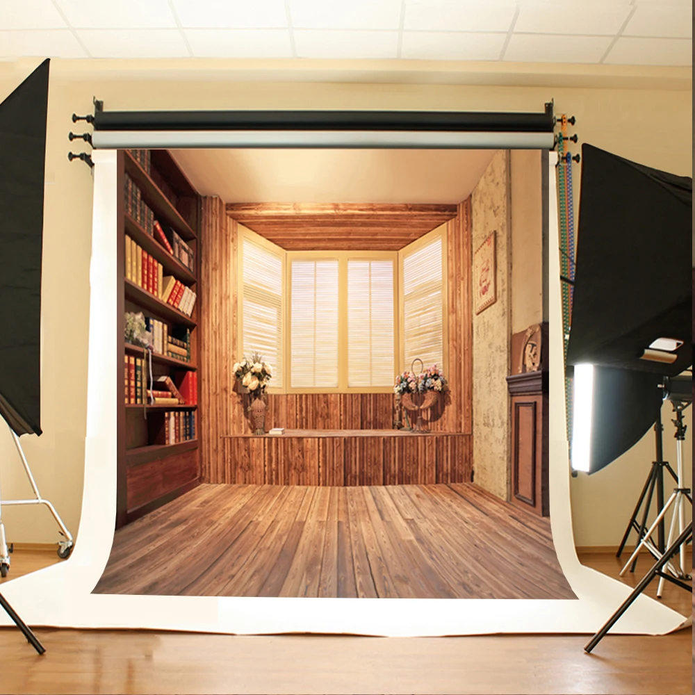 Bookcases Background Photo Promotion For Promotional Wedding Photo Backdrops Flowers Bookcase Book Digital Printing Background Brown Striped Wood Floor Backgrounds For Studio