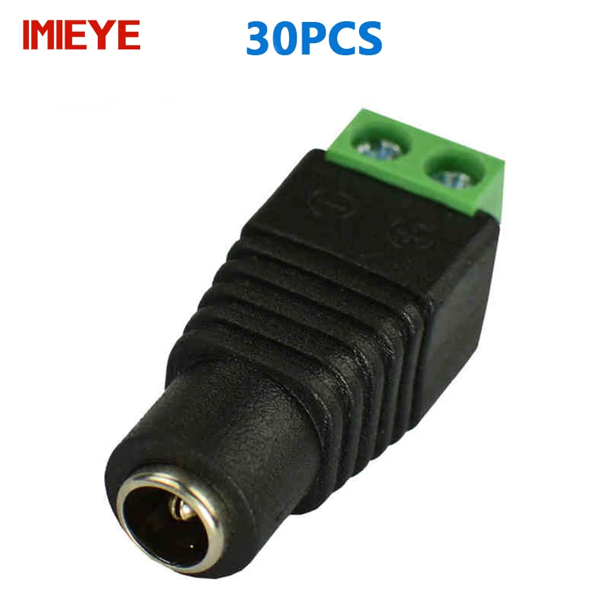 IMIEYE 30pcs/lot CCTV Accessorie 2.1x5.5mm Female DC Power Plug Adapter
