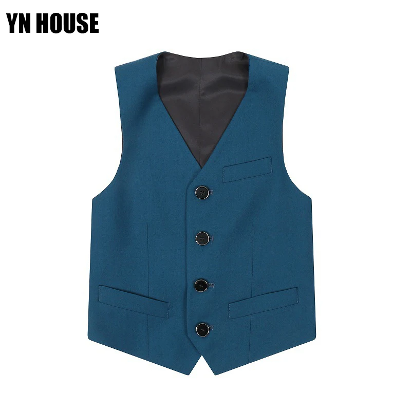 

YN HOUSE 2018 School Boys Vest Brand England Style Gentle Boys Wedding Waistcoat Kids Party & Performance Vest for Boys T016