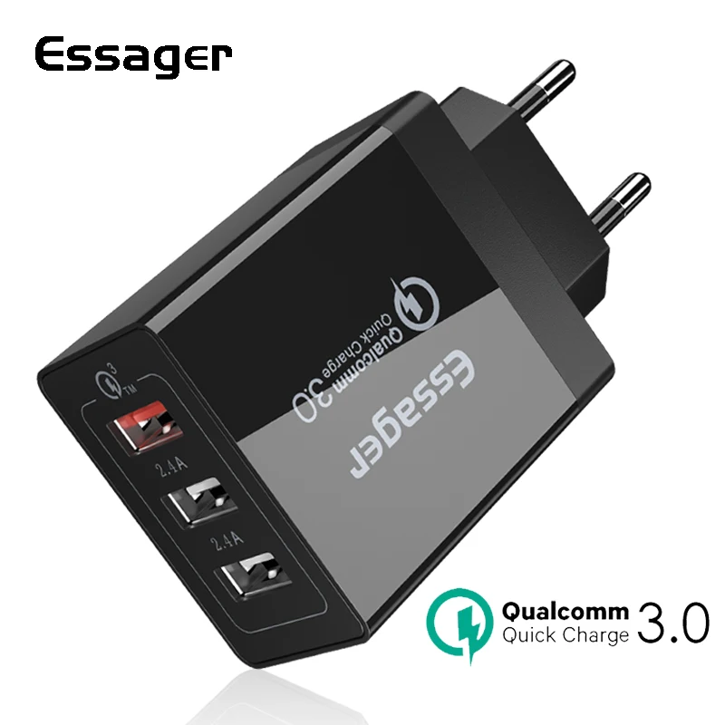 

Essager Quick Charge 3.0 USB Charger for iPhone Samsung 3 Port Fast Charging USB Wall Charger Universal Mobile Phone Charger