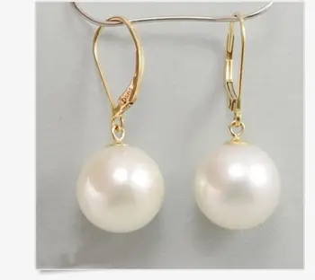 

elegant 10-11mm south sea white pearl earring 14k