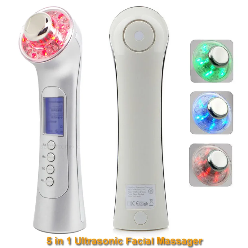  5in1 3MHz Ultrasonic Facial Massager Galvanic Spa LED Photon Massage Machine Ion Face Cleaner Ultra - 32542393116