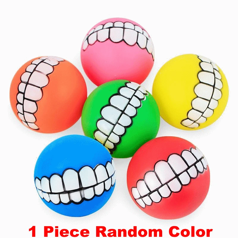 7 5CM font b Pets b font Dog Ball Teeth Funny Toy PVC Chew Sound Squeak
