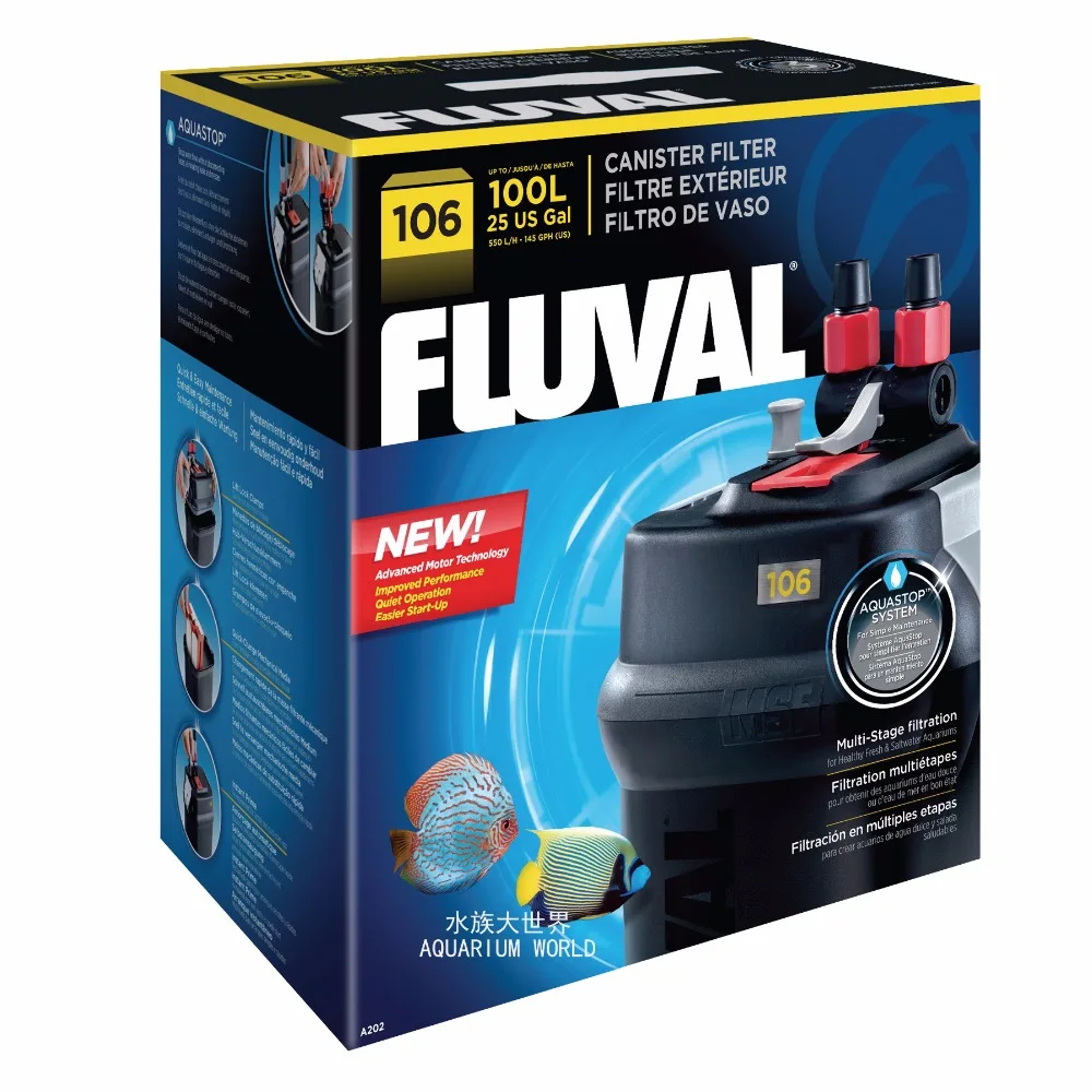Fluval 106 External Canister Aquarium Power Filter Plastic Fish Tank