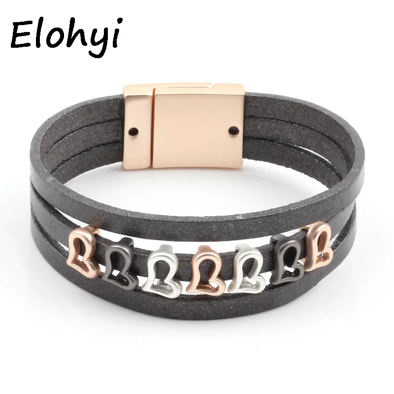

ELOHYI Women Handmande Plait Leather Rope Bracelet&Bangles Magnet Buckle Bracelet For Women Elegant Design Jewelry Gifts