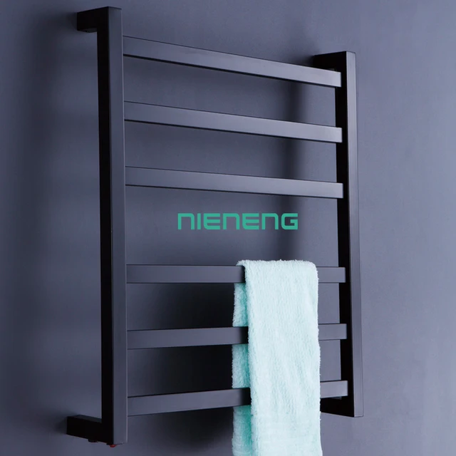 US 535 0 Black Heated Electric Towel Rail Heating Towel Racks 304 Stainless Steel Drying Holder Bathroom Accessories Heater ICD60600 In Towel Racks