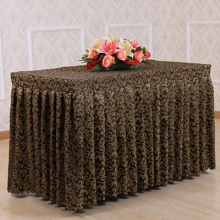 Custom-Made Hotel Table Skirting Meeting Wedding Banquet Check-In Table Buffet Thickening Jacquard Skirting Cover