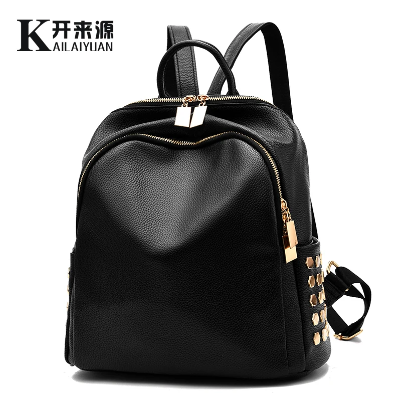 

KLY 100% Genuine leather Women backpack 2019 New Backpack spring and summer new students large size Korean women bag