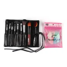 Hot hothot 10PCS Makeup Brush + 8PCS Powder Puff Sponge Fashion 1Sets Foundation Blusher COSMETIC TOOLS KITS at24 Dropshipping