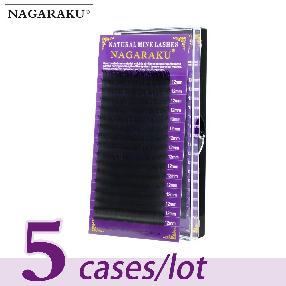 

NAGARAKU 5 trays Eyelash extensions High quality faux mink individual eyelashes single size false eyelash soft and natural