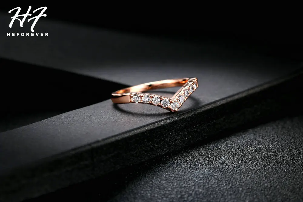Классический Большой Кристалл обручальное кольцо набор для женщин V образный белого золота цвет AAA+ кубический зрикония обручение ювелирные изделия R012