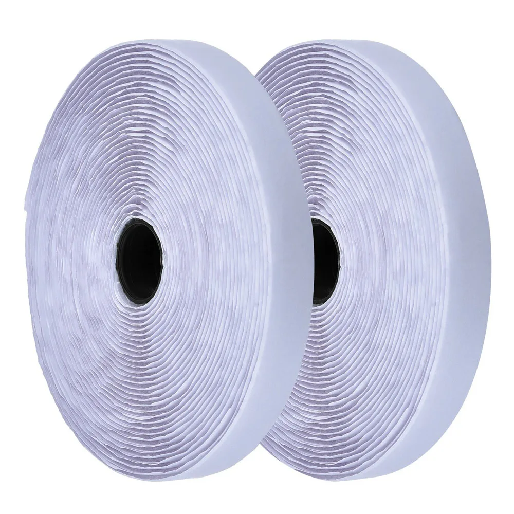 2 Rolls 25m White Hook and Loop Self Adhesive Fastener Strong Tape Hook and Loop Strip Tape