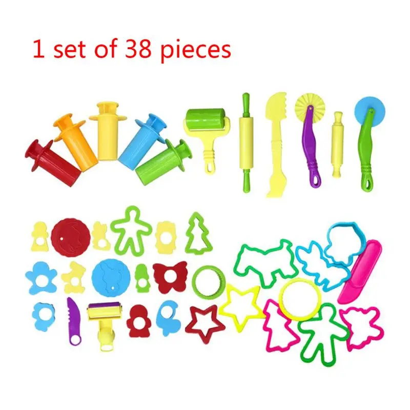 

Set of 38 Various Shapes, Assorted Colors Play Dough Clay Plasticine Tools Molds Cutters,Clay Dough Tool,Education Tool