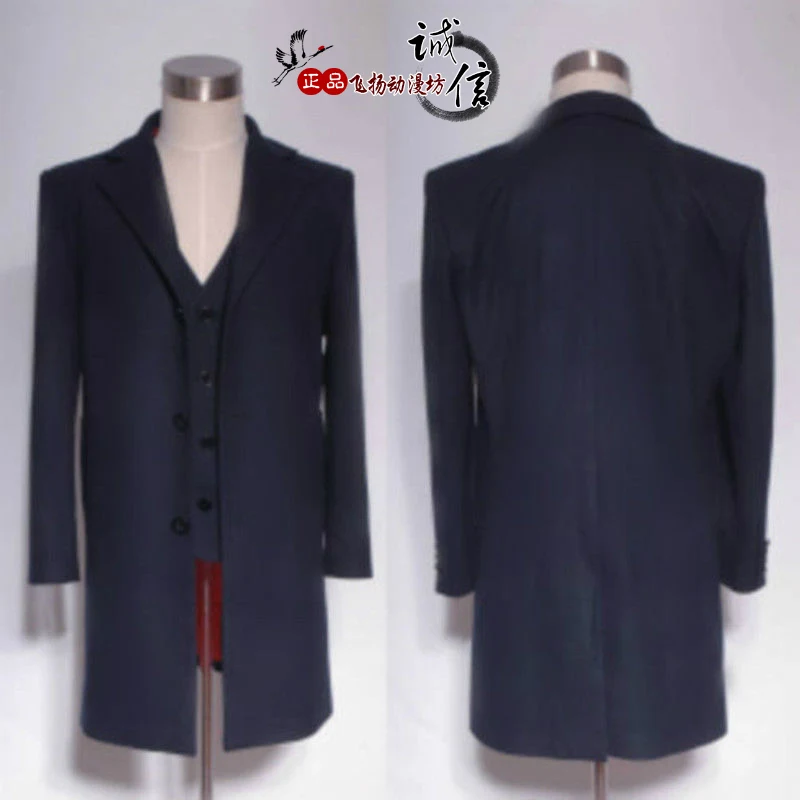 Doctor Who Coat костюм кто является врачом 12th Dr. темно-синее черное платье пальто Хэллоуин Карнавал косплей костюм