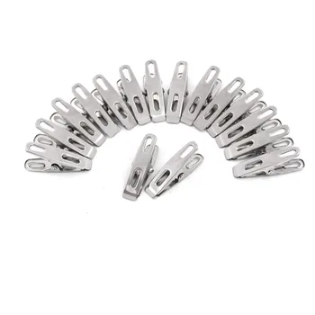 

20 Pcs/Lot Stainless Steel Clothes Pegs File Metal Clips For Coat Pants Laundry Drying Hanger Rack Washing Food Sealing Clip