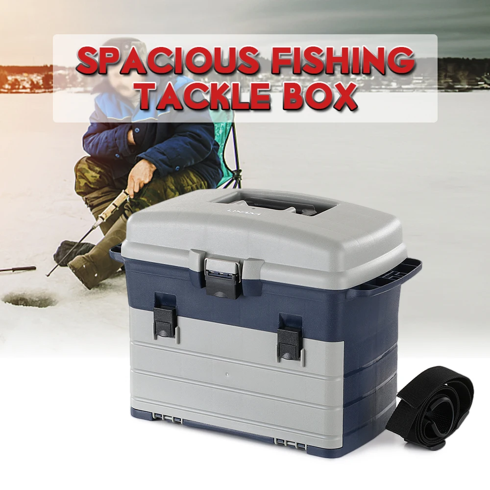

Lixada Spacious Fishing Tackle Box Lures Baits Accessory Sea Boat Fishing Box Case with Three Trays
