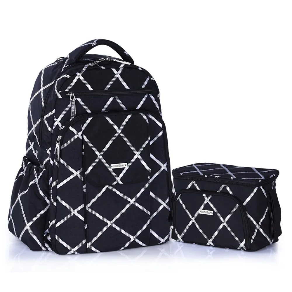 Островная мать сумка для подгузников, сумка вместительные, для будущих мам мягкий подгузник рюкзак с Термальность изоляции пеленки сумка для коляски - Цвет: Charcoal of 2 Bags
