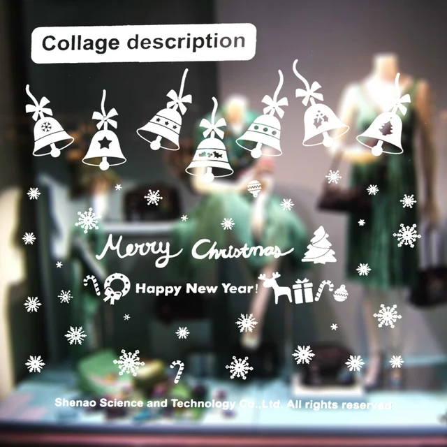 Removable Merry Christmas Vinyl Window Stickers Baubles Snowflakes DIY