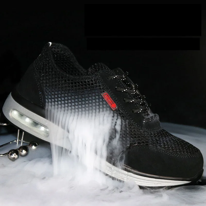 DAPKFPO العلامة التجارية الأحذية الواقية وسادة هوائية أحذية أمان الرجال خفيفة الوزن الصلب حذاء مزود بفتحة للأصابع مكافحة تحطيم ثقب العمل